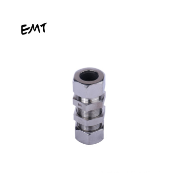 Straight bulkhead reducing intermediate press tube fittings 2 ferrules union compression connectors